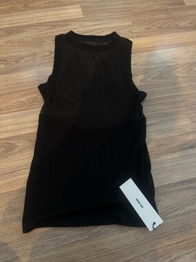 Joah Brown Black Ribbed and mesh Sleeveless Tank
